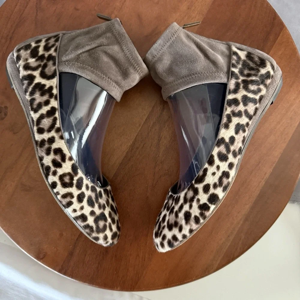 Baldan Venezia Leopard Print Pony Flat Ankle Closure Women's Size EU37.5/US‎ 7